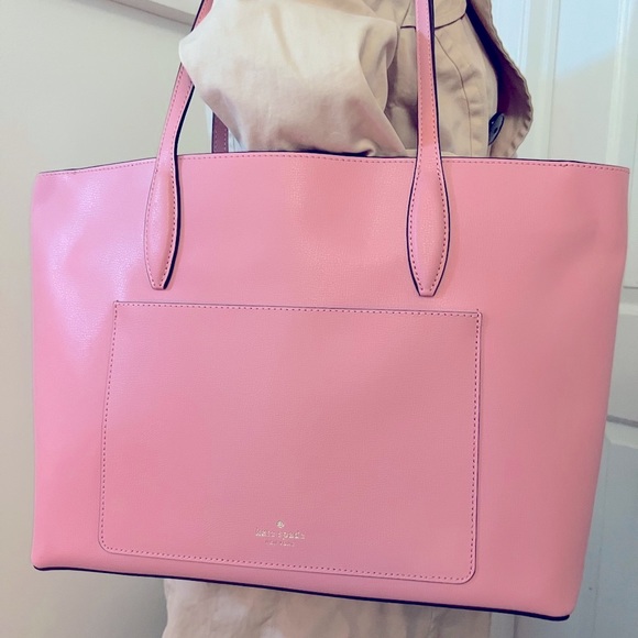 Kate Spade Pink Large Leather Bag with Signature Silver Spade Logo - Picture 3 of 13